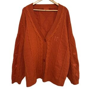 Taylor Swift Life of a Showgirl Cardigan 3XL/4XL Orange Cable Knit Stars Swiftie